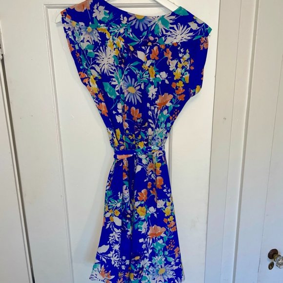 Yumi Kim | Silk Mini Wrap Dress | M | "Soho Mixer" in Blue Floral - Picture 5 of 8